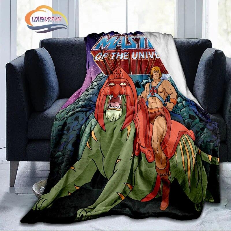 Cartoon Masters of The Universe Fashion Cashmere Blanket 3D Printed He-Man Flanela Pluszowa Miękka Wygodna Domowa