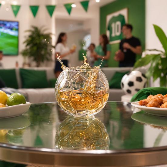 Soccer Beer Glass, Football Shaped Whiskey Cup, Large Capacity Football Drinking Mug for Craft Beer, Home Bar Sports Fan Gift