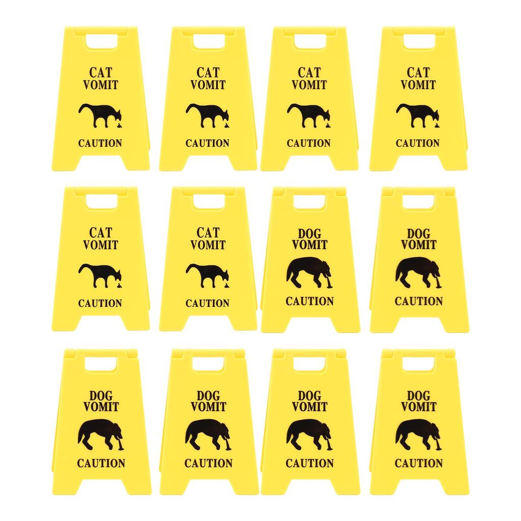 Cat Vomit Caution Sign Plastic Innovative Design Obvious Dogs Vomits Warning Sign for Indoor