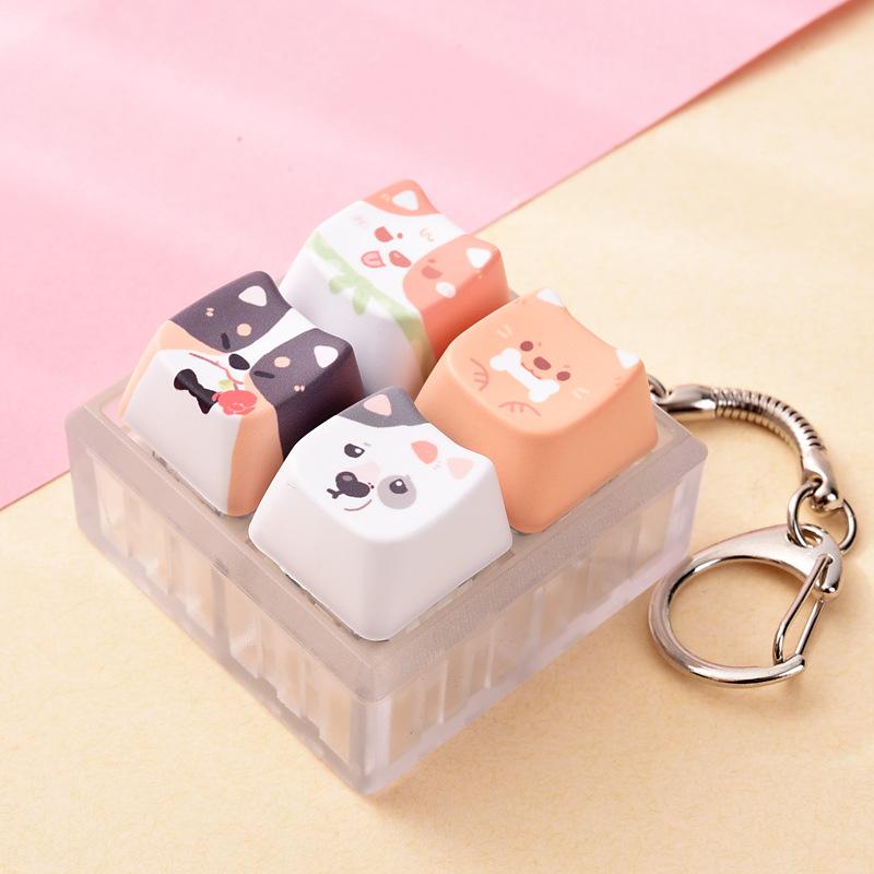 Cute Dog Squeeze Keychain Creative Stress Relief Fidget Pendant Mini Sensory Toy for Handbags Kids Party Gifts