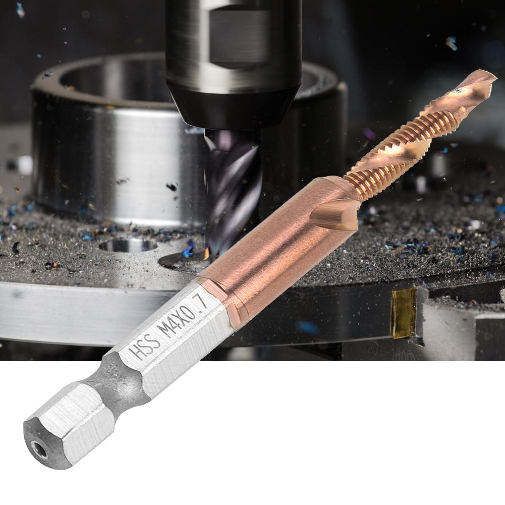 High Speed Steel 6.35mm Hex Shank Tap Drill Bit Compound Tap for Internal Chip Removal (M3)