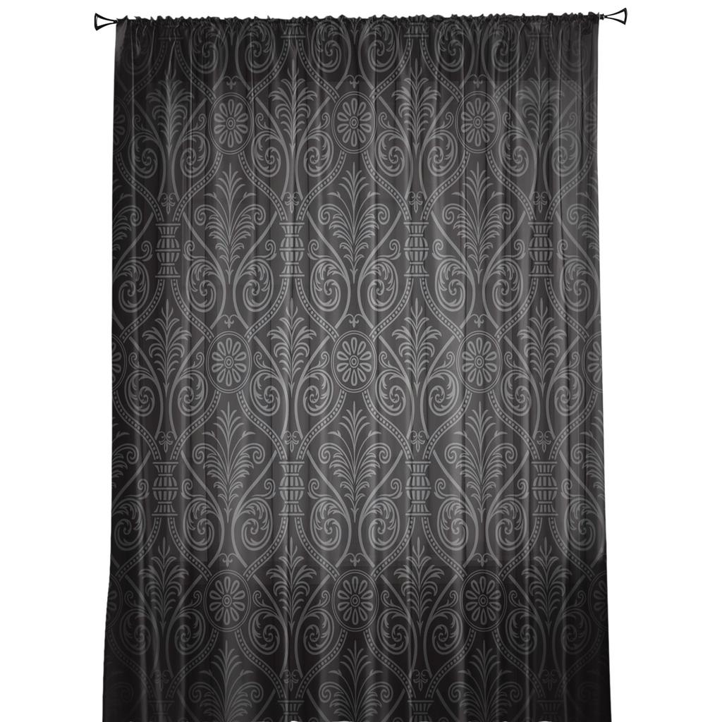 Floral Black Texture Modern Curtains For Living Room Transparent Tulle Curtains Window Sheer For The Bedroom Accessories Decor