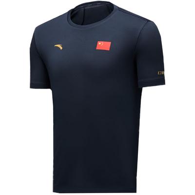 Bequemes Vielseitiges Einfaches Rundhals Atmungsaktives Mode Kurzarm T-Shirt Unisex Oberteile Mitternachtsblau 452520101-3