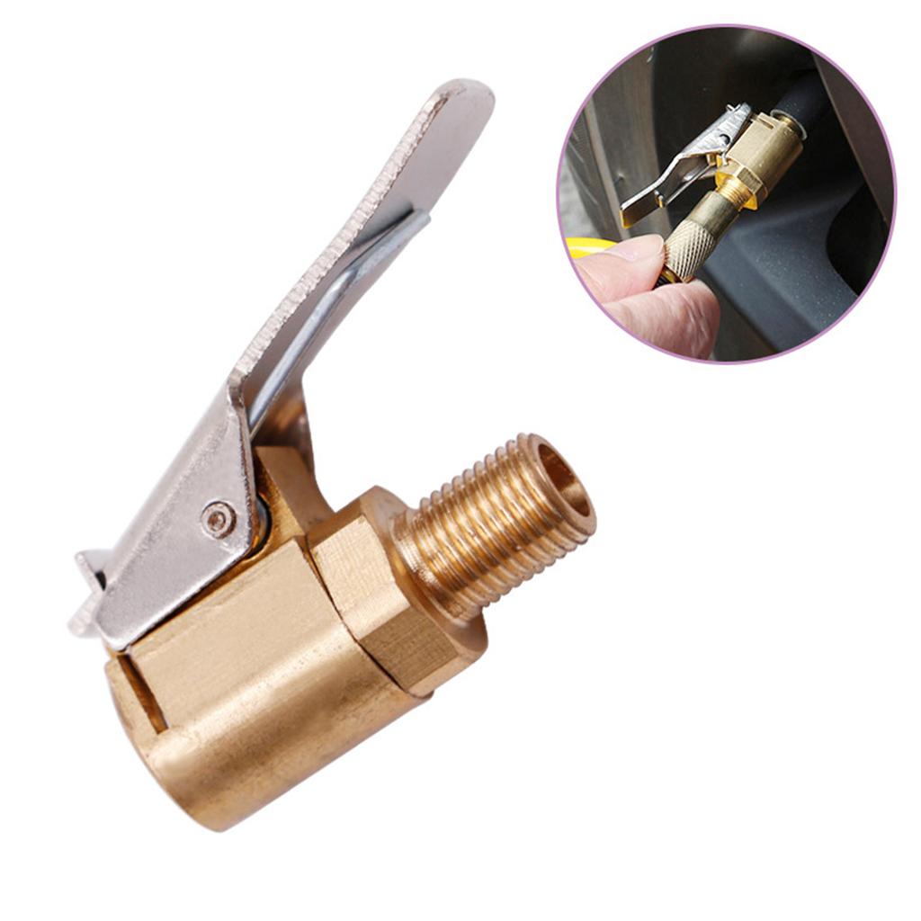 Mandrino ad aria per pneumatici auto Ottone automobilistico 8 mm Connettore a clip adattatore per valvola pompa di gonfiaggio Per gonfiaggio Connettore a clip a testa a cambio rapido