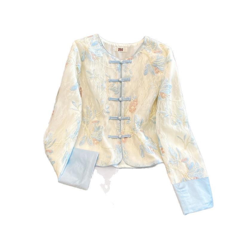 Silk Embroidered Retro Plus Size Long Sleeve Jacket - Flaw Concealer & Age Reducer