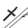 Men Steel Color Metal Minimalism Black Necklaces Cross Pendant Cross Necklaces Clavicle Chains
