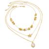Salircon 3Pcs/Set Exquisite Irregular Imitation Pearl Starfish Pendant Necklace Women Trendy Clavicle Chain Summer Beach Jewelry