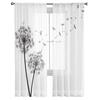 Black And White Dandelion Plant Tulle Sheer Curtains for Living Room Decoration Window Curtain for Bedroom Voile Organza Drapes