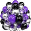 70pcs 10 Inch Purple Black Metal Silver Latex Balloons with Purple Confetti, Suitable for Weddings, Birthdays  Parties
