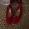 Ballet bow light mouth red single shoes women's new retro Doudou shoes flat women's retro suede grandma shoes