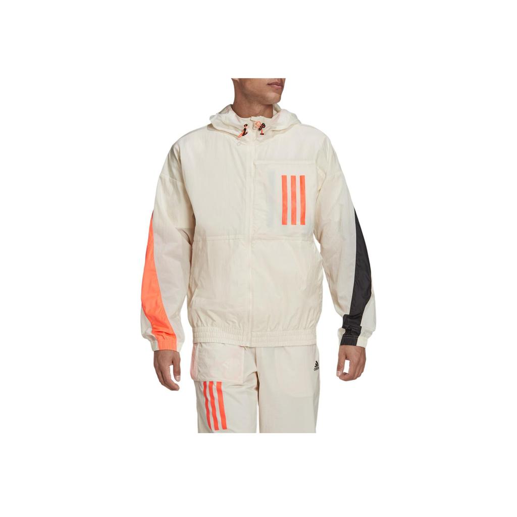 Adidas Wind Motion Hooded Sports Jacket Men Outerwear Off-White H39836