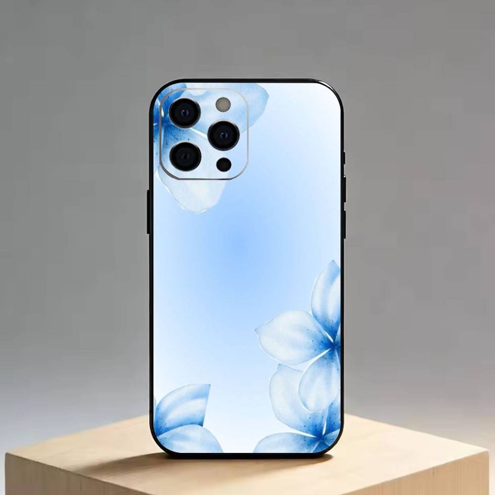

Blue Sky Magnolia Flower Phone Case For iPhone 17, 16,15,14,13,12,11 Plus,Pro Max, Others Soft Black Cover iPhone17PRO