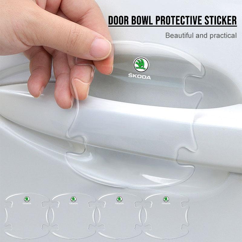 Car Body Anti-Collision Protection Strip Auto Door Handle Bowl Anti-Scratch Sticker for Skoda Octavia Fabia A7 Kamiq Kapoq Kodiaq Rapid SCALA Superb