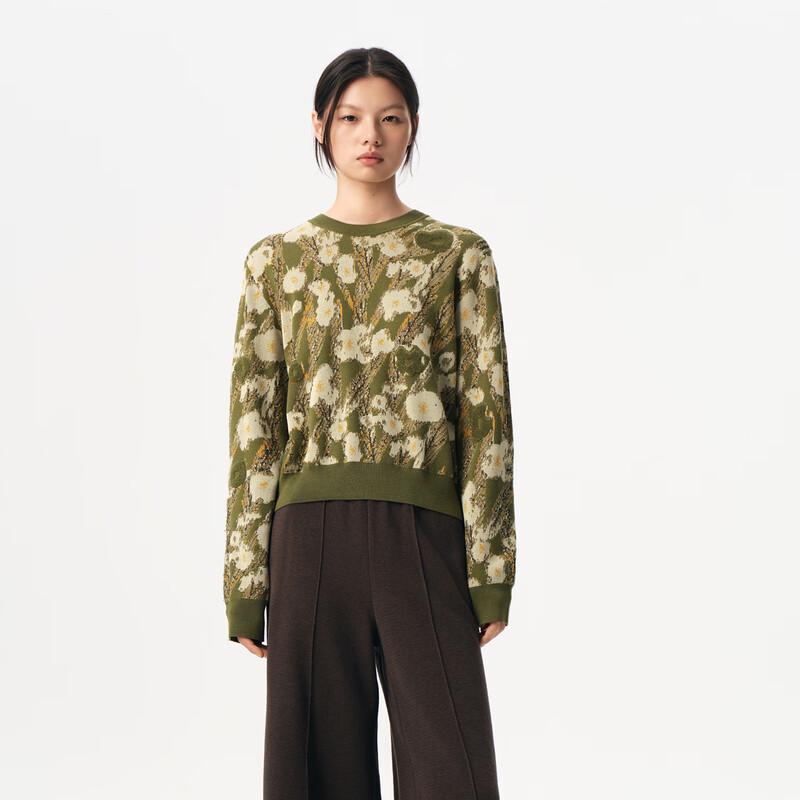 Broadcast Jacquard Textured Round Neck Sweater