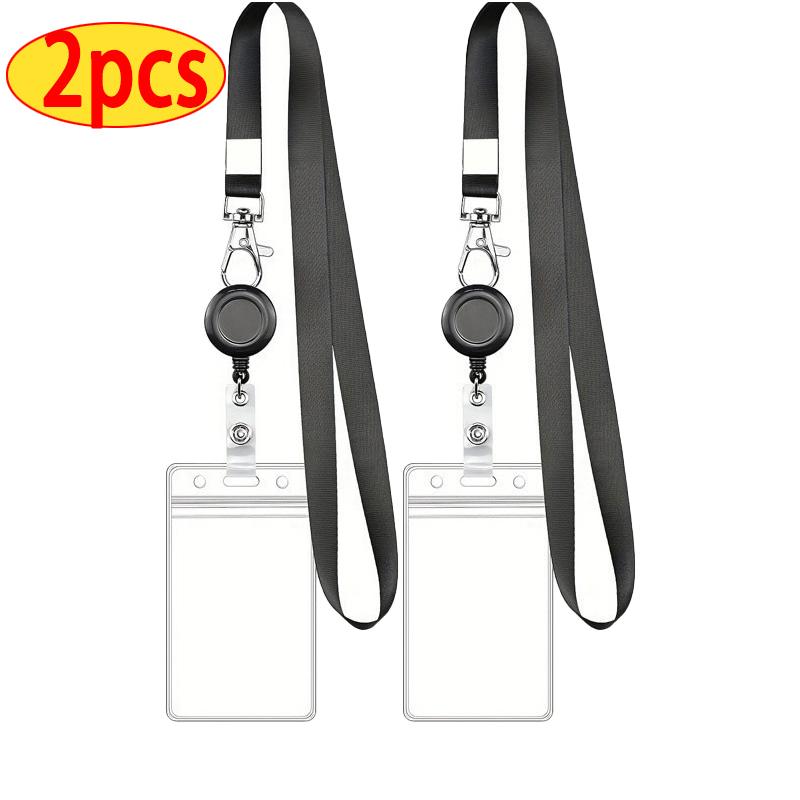 Pure Color Retractable Badge Reel Retractable Teacher Lanyard with Name Card Badge Holder Neck Strap Keychian Accessories Gift