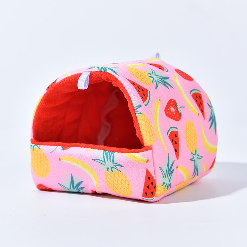 Winter Warm Cotton Nest for Small Pets - Hamster, Rabbit, Mouse House with Floral Design