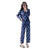 Spring and Autumn new lapel pajamas women's long-sleeved polka dot loungewear two-piece set loose large-size student home suit