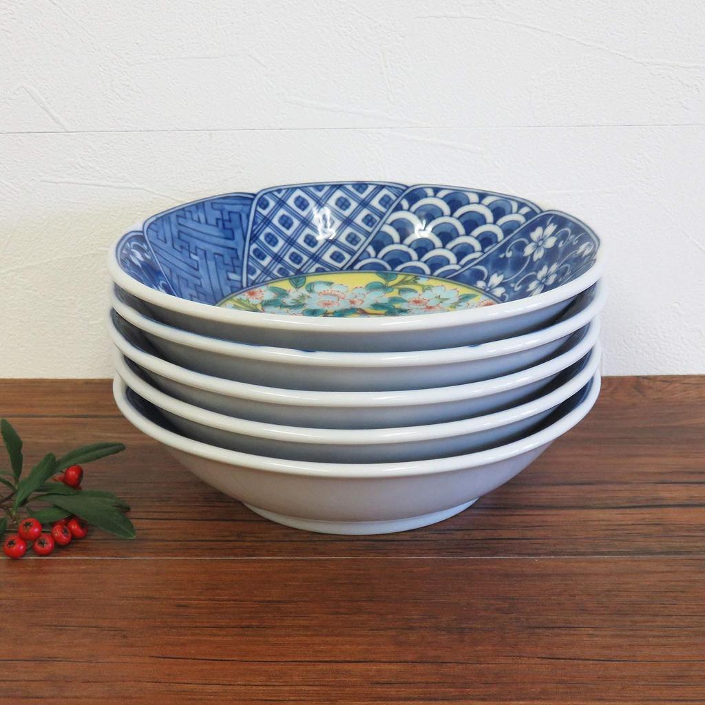 Waza no Kura Stylish Tableware, Kutani Ware Small Bowls, Set of 5, Yoshidaya Ceramic, High-End Brand, Japanese Tableware, Traditional Japanese Pattern