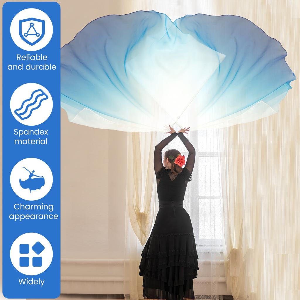 2Pcs Dance Worship Flags With Telescopic Poles Elegant Fan Props Eye-catching Dance Worship Flags Halloween Performance Props