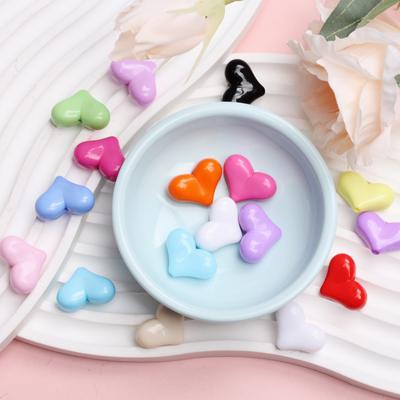 17 mm x 22 mm, 5 unidades por bolsa, cuentas grandes en forma de corazón de color caramelo de color sólido para hacer joyas, accesorios hechos a mano, material artesanal