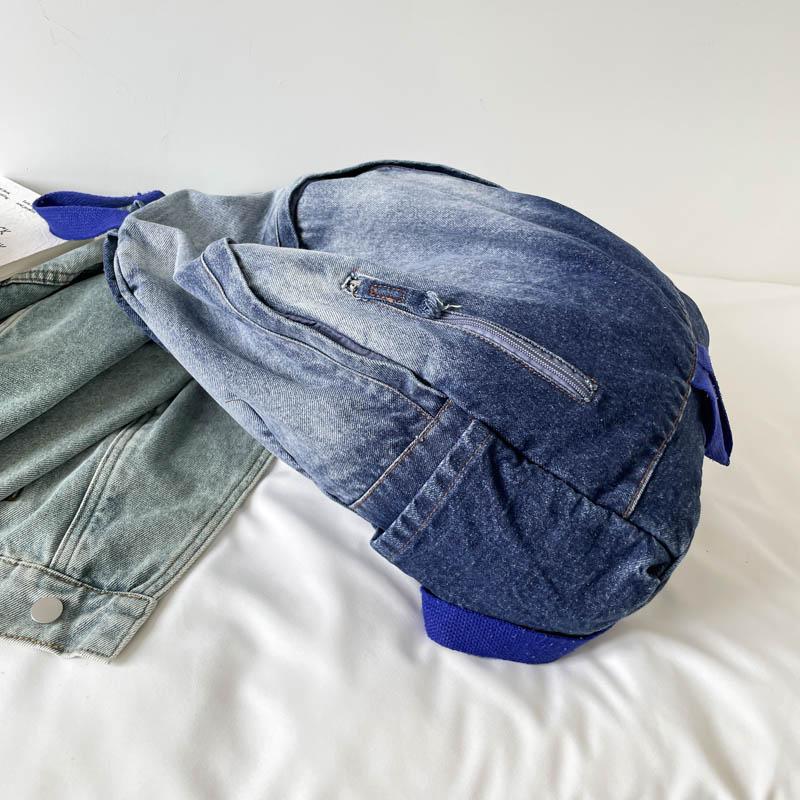 Gradient Denim Backpack Large Capacity Women's Retro Backpack