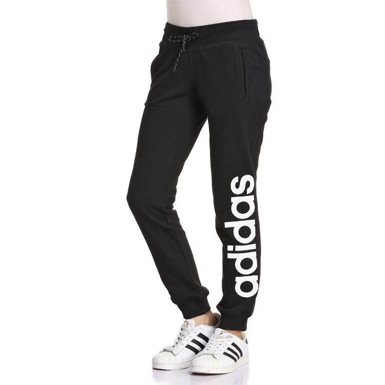 Adidas Vintage Logo Printed Knit Sports Pants Women Pants Black AJ4592