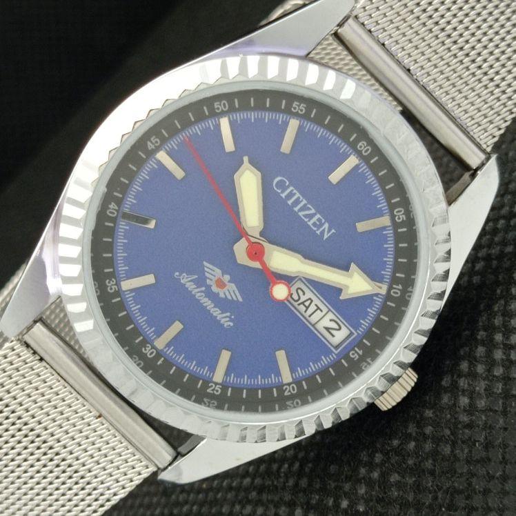 

ВОССТАНОВЛЕННЫЕ ВИНТАЖНЫЕ CITIZEN AUTO 8200 JAPAN MENS D/D BLUE WATCH 610a-a317592-9 SKU610a-a317592