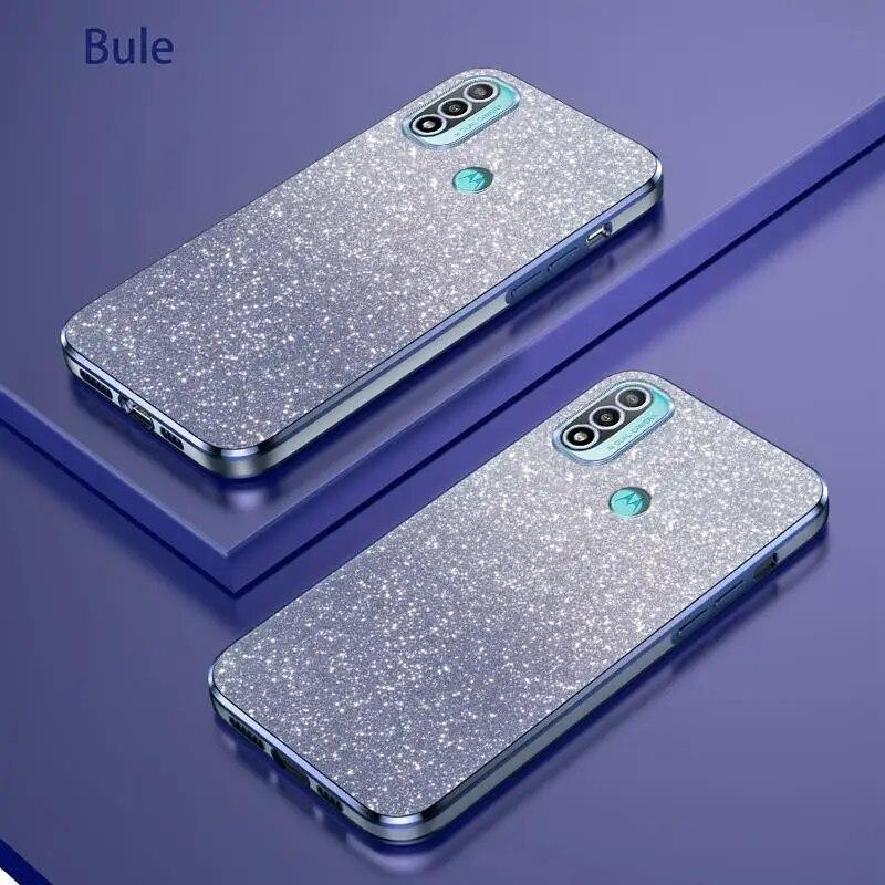 Luxury Gradient Glitter Plating Case For Motorola Moto G13 G23 G53 G73 G72 E32 E20 Power Silicone Back Cover