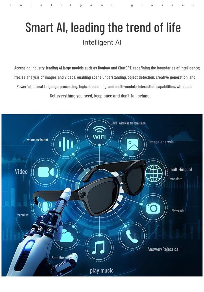 2026 AI Smart Glasses: HD Camera, Video Recording, Image Recognition & Translation