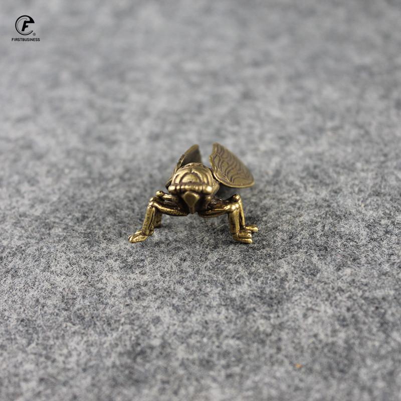 Retro Brass Ccicada Statue Desktop Ornament Metal Cute Small Animal Figurines Miniatures Home Decoration Accessories