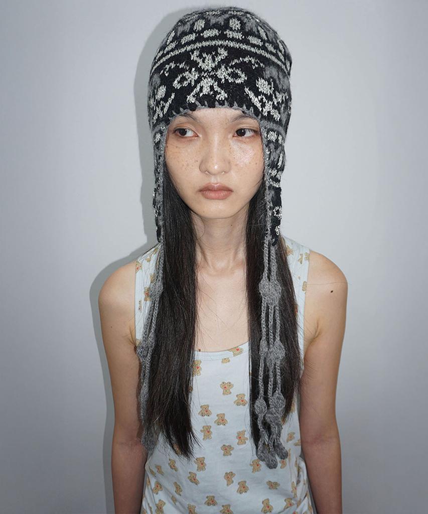 SCULPTOR Sequin Nordic Earflap Beanie Black