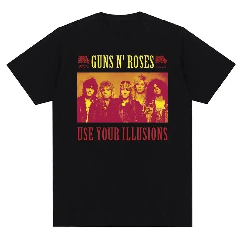 Classic Rock Band Guns N Roses Classic Poster Graphic Print T-shirt Men Women Streetwear Harajuku Fashion Short Sleeve Summer New Tee Oversized Top