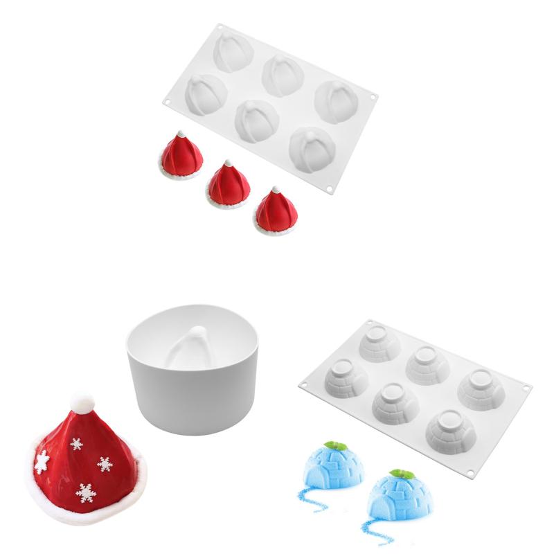 DIY Vánoční forma na dort Vánoční čepice Roztomilá forma na pečení svačinek 3D Třísložková forma na pěnu Pečicí náčiní