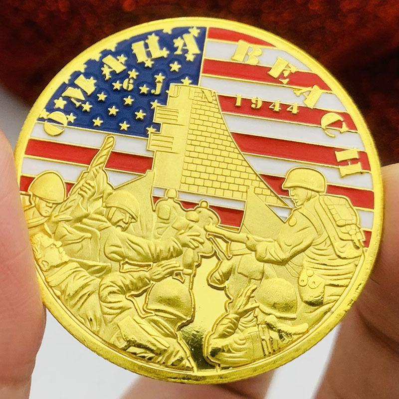 1944 German skydiving, Normandy Army, gold-plated commemorative medal, gold coins, coins, commemorative coins