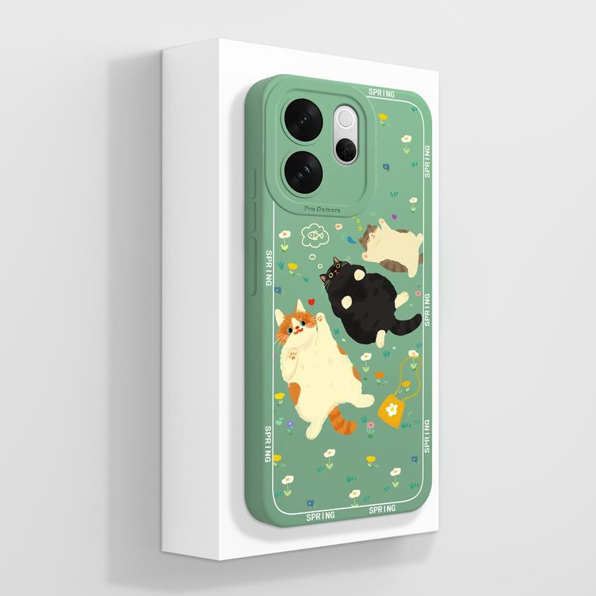 For Vivo V70 FE V60 V50 V40 Lite V30 V20 SE Phone Case Cute Cat Cartoon Camera Protection Anti Drop Housing For Vivo Soft Smooth Liquid Silicone Shell