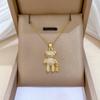 Collar Colgante de Oso Lindo con Circonita Brillante de Lujo para Mujeres Niñas Moda Color Dorado Cadena de Acero Inoxidable Accesorios de Joyería Regalo