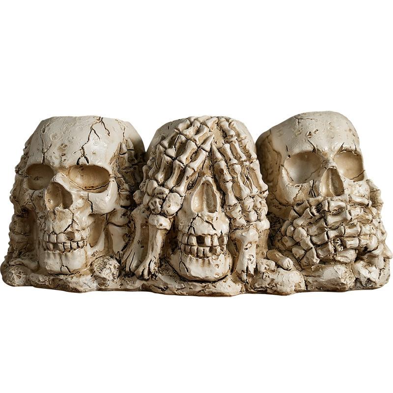 Flower Pot Skulls Halloween Decor Skeleton Pen Holder Tabletop Personality Candy Bowl Ghost Planter For Home Store Decoration