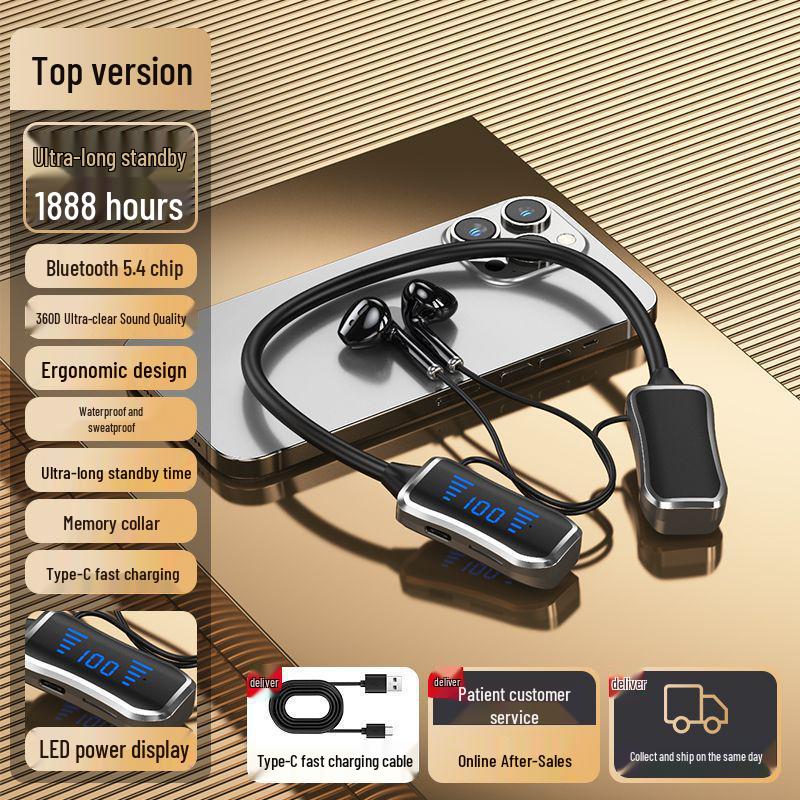 Neckband Wireless Bluetooth Headset with Long Battery Life for Calls, Music, and Travel