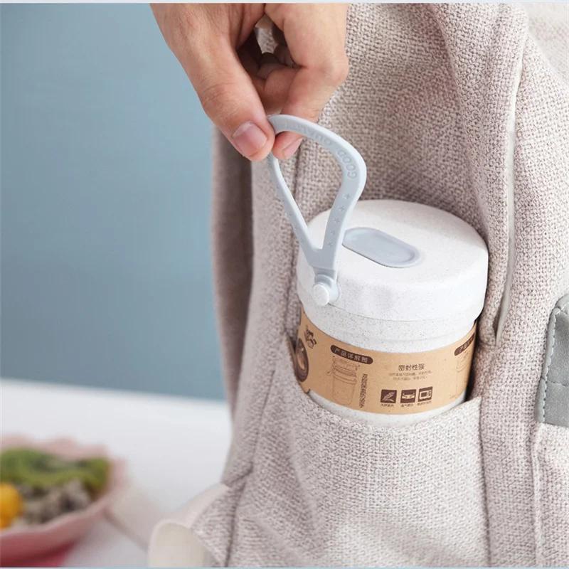 300ml Soepdoos Verzegeld Lekvrij Lunchbox voor Kinderen Tarwestro Ontbijtbeker Soepbeker Magnetron Bento Box Voedselopbergcontainer