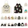 Lovely Cat Pattern Apron Breathable Good Woven Cotton Flax Cooking Apron for Home