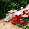 Christmas Train Painted Wood Christmas Decoration for Home with Santa Bear Xmas Kid Toys Gift