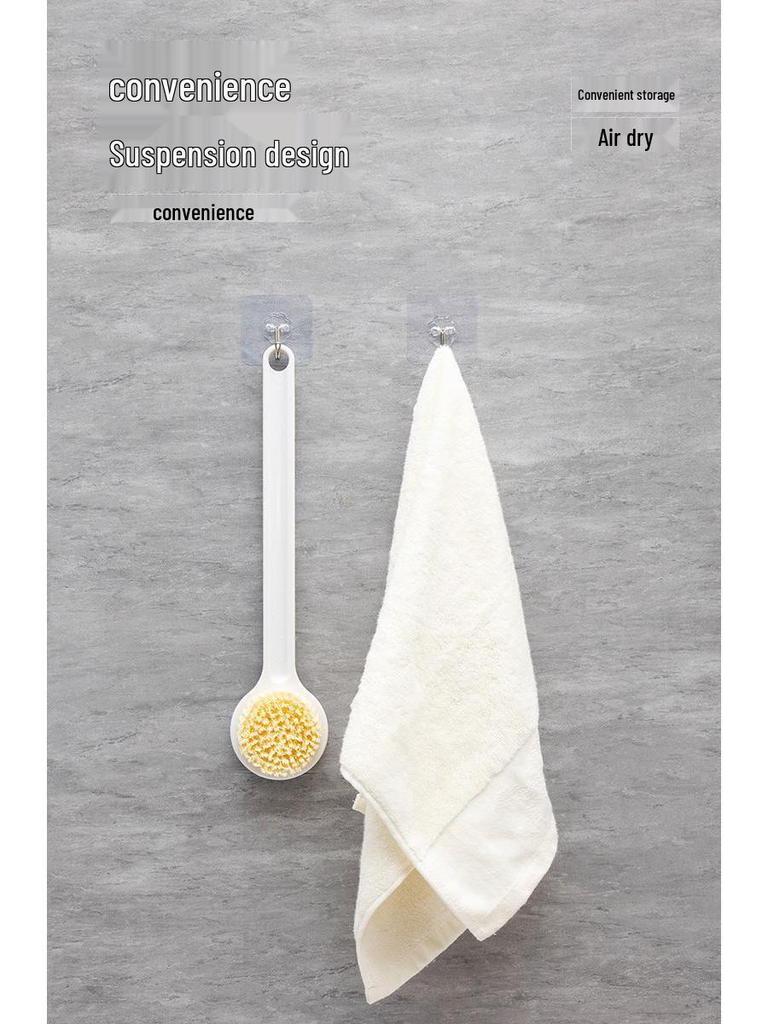 Soft Bristle Long Handle Bath Brush & Back Scrubber with Sponge Bath Ball