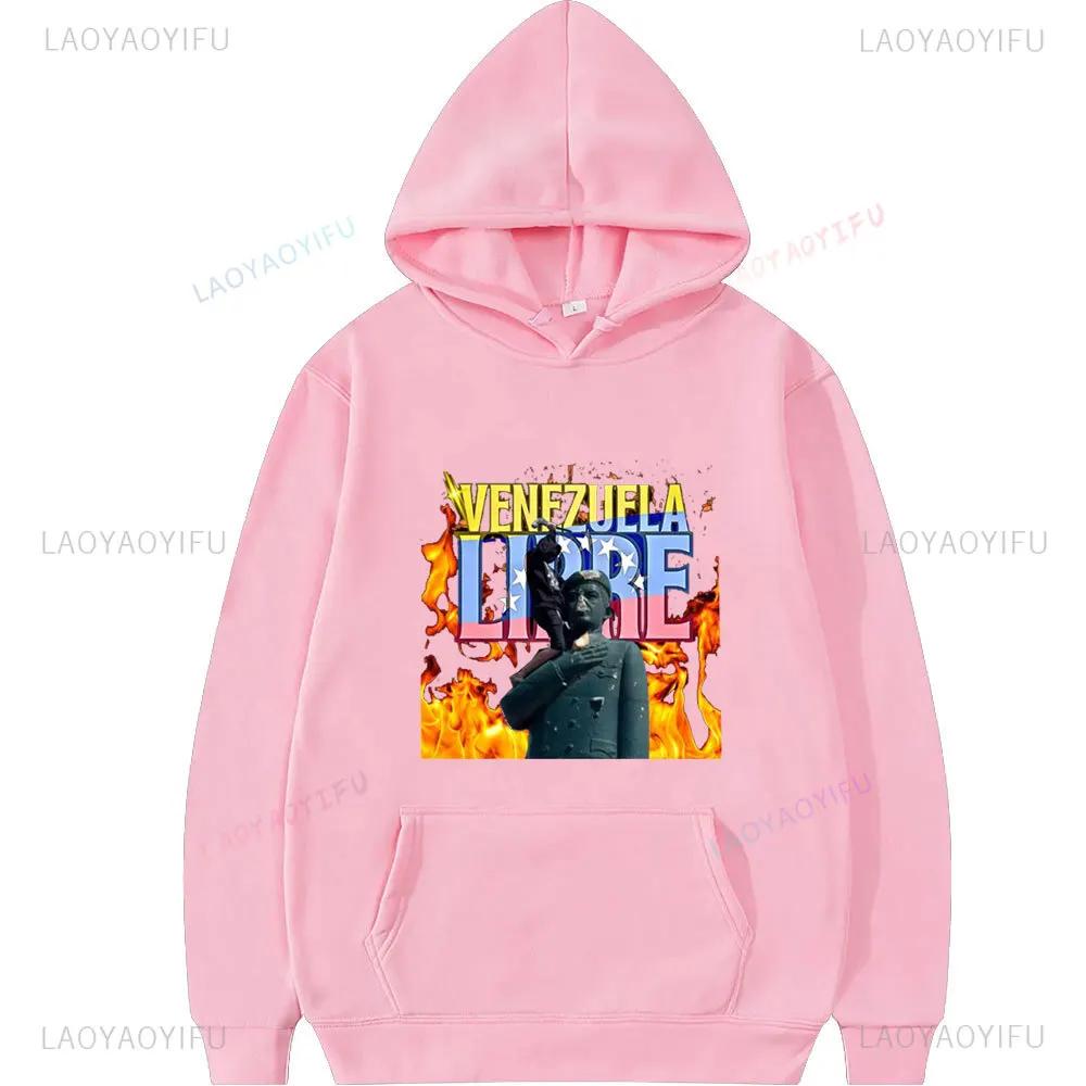 Venezuela Libre Sweatshirt Hasta El Final Con Venezuela Gift for Venezuelans Spring and Autumn Long Sleeve Men Pullovers