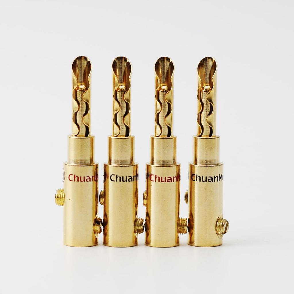 24K Gold Speaker High Connection Stable Speaker Audio KawakiBanana Plugs, 8-Pack, Plated, Plugs, Screw-Type, Strength, Transmission, Wiring, DIY,