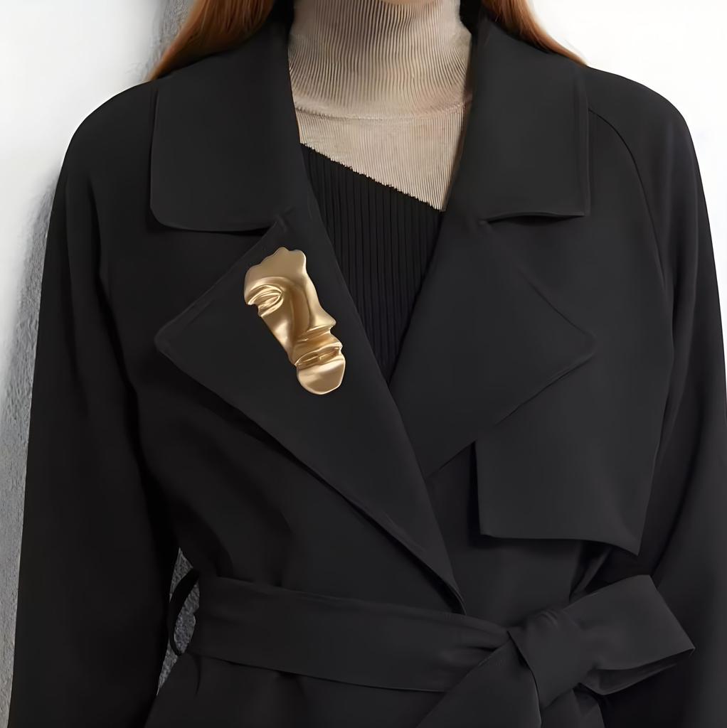 Thousands Of People, Avatar Brooch, Golden Face Mask, Relief Corsage, Niche High-End Pin Accessories