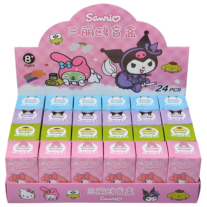 24 Stück/Set Sanrio Hello Kitty Kuromi Blind Box Anime Figur Modell Schlüsselanhänger Anhänger Dekoratives Spielzeug Für Weihnachtsgeschenk für Kinder