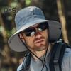 Men Summer Sun Hat Windproof Strap Wide Brim Anti-UV Sun Protection Foldable Portable Gardening Fishing Travel Cap Outdoor Fisherman Hat