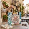 Boho Mandala Print Canvas Tote Bag Large Capacity Casual Shoulder Bag for Daily Shopping Travel Fashion Women Carryall