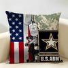 Emblem Usa Fire Police Military Cushion Cover Natural Linen Organic Fabric DoubleSided Printing Room Sofa Decor Pillow Case