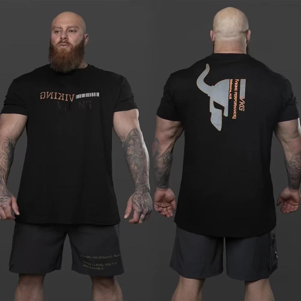 2024 Imprimare Litere Engleze 100% Bumbac de Înaltă Calitate Gât Rotund Casual Antrenament Nou Tricou Fitness și Fitness pentru Bărbați